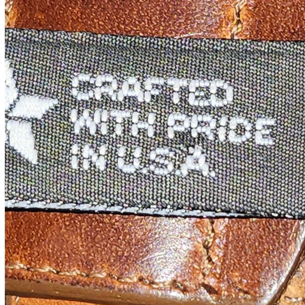 Vtg. Brighton Brown Leather Western Belt Silver Ornate Scroll Buckle USA S 42906